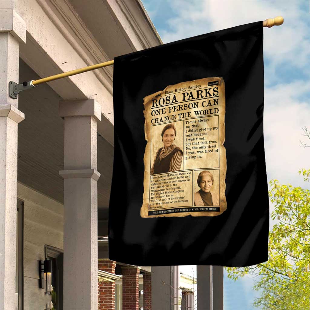 Vintage Newspaper Rosa Parks Garden Flag One Person Can Change The World Quote