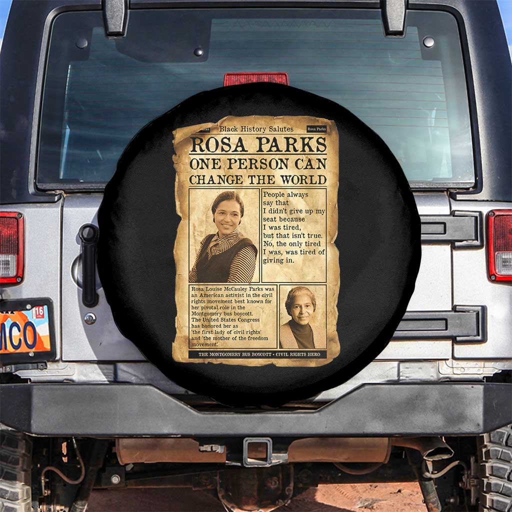 Vintage Newspaper Rosa Parks Spare Tire Cover One Person Can Change The World Quote