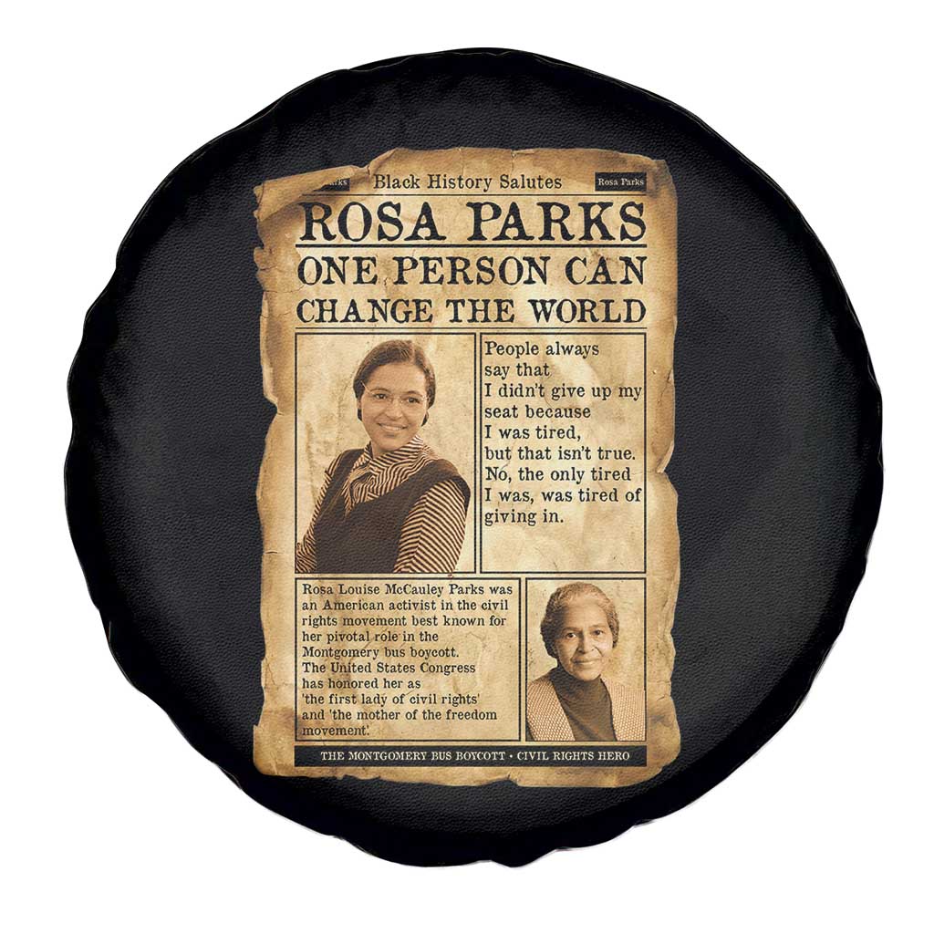 Vintage Newspaper Rosa Parks Spare Tire Cover One Person Can Change The World Quote