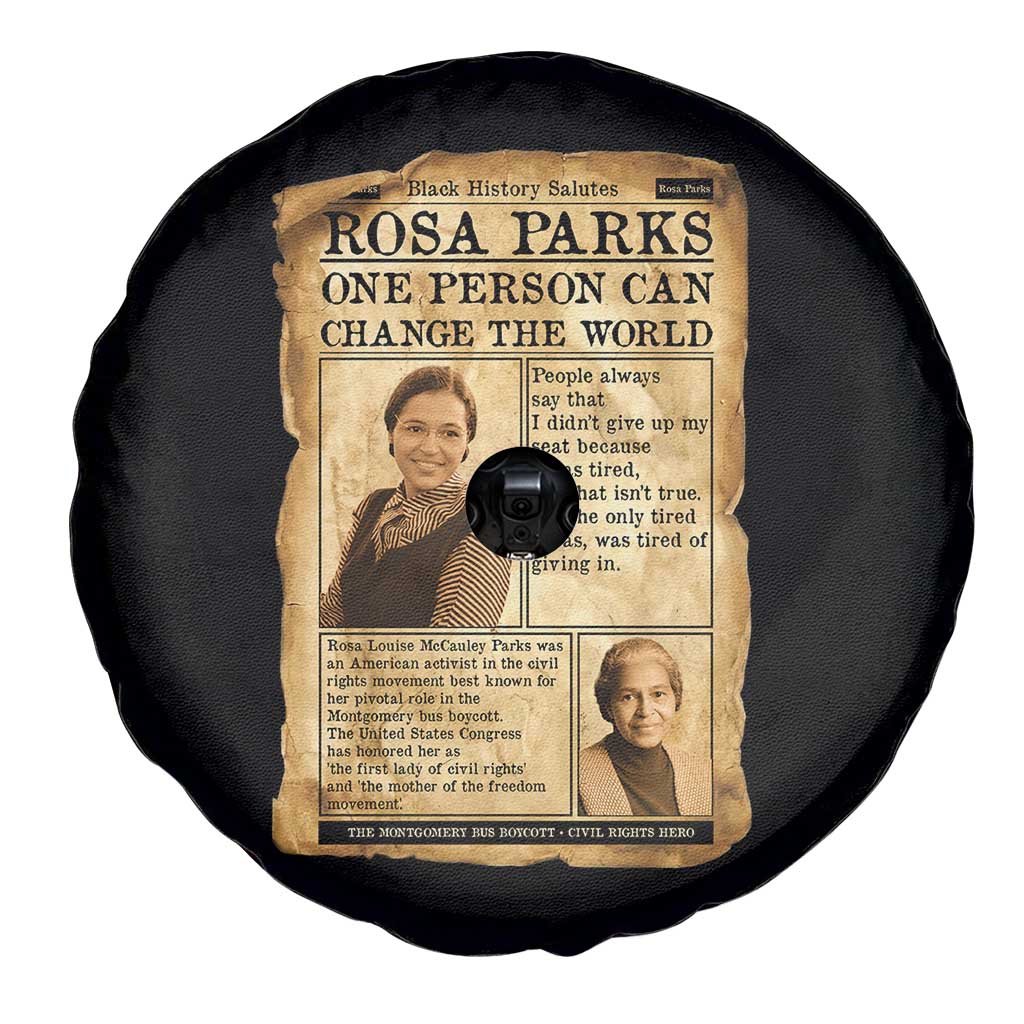 Vintage Newspaper Rosa Parks Spare Tire Cover One Person Can Change The World Quote