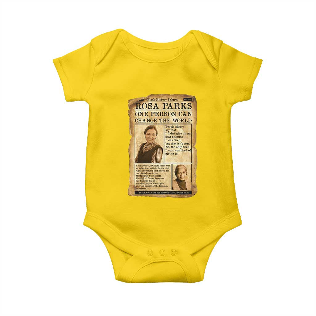 Vintage Newspaper Rosa Parks Baby Onesie One Person Can Change The World Quote