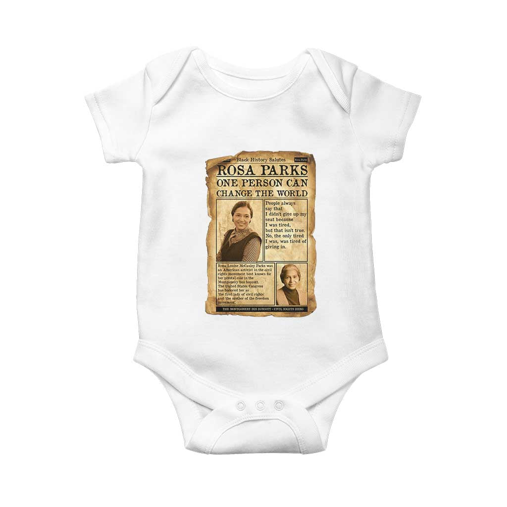 Vintage Newspaper Rosa Parks Baby Onesie One Person Can Change The World Quote