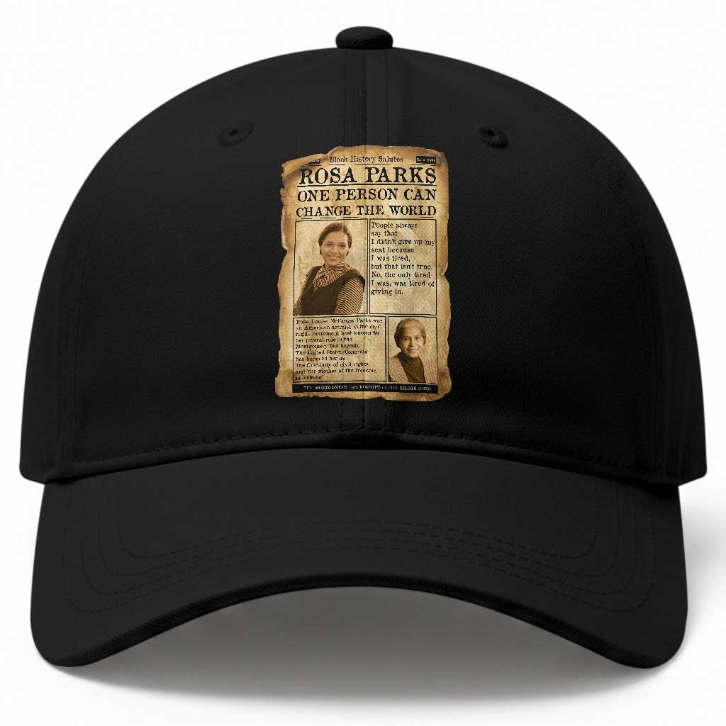 Vintage Newspaper Rosa Parks Baseball Cap One Person Can Change The World Quote
