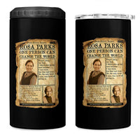 Vintage Newspaper Rosa Parks 4 in 1 Can Cooler Tumbler One Person Can Change The World Quote