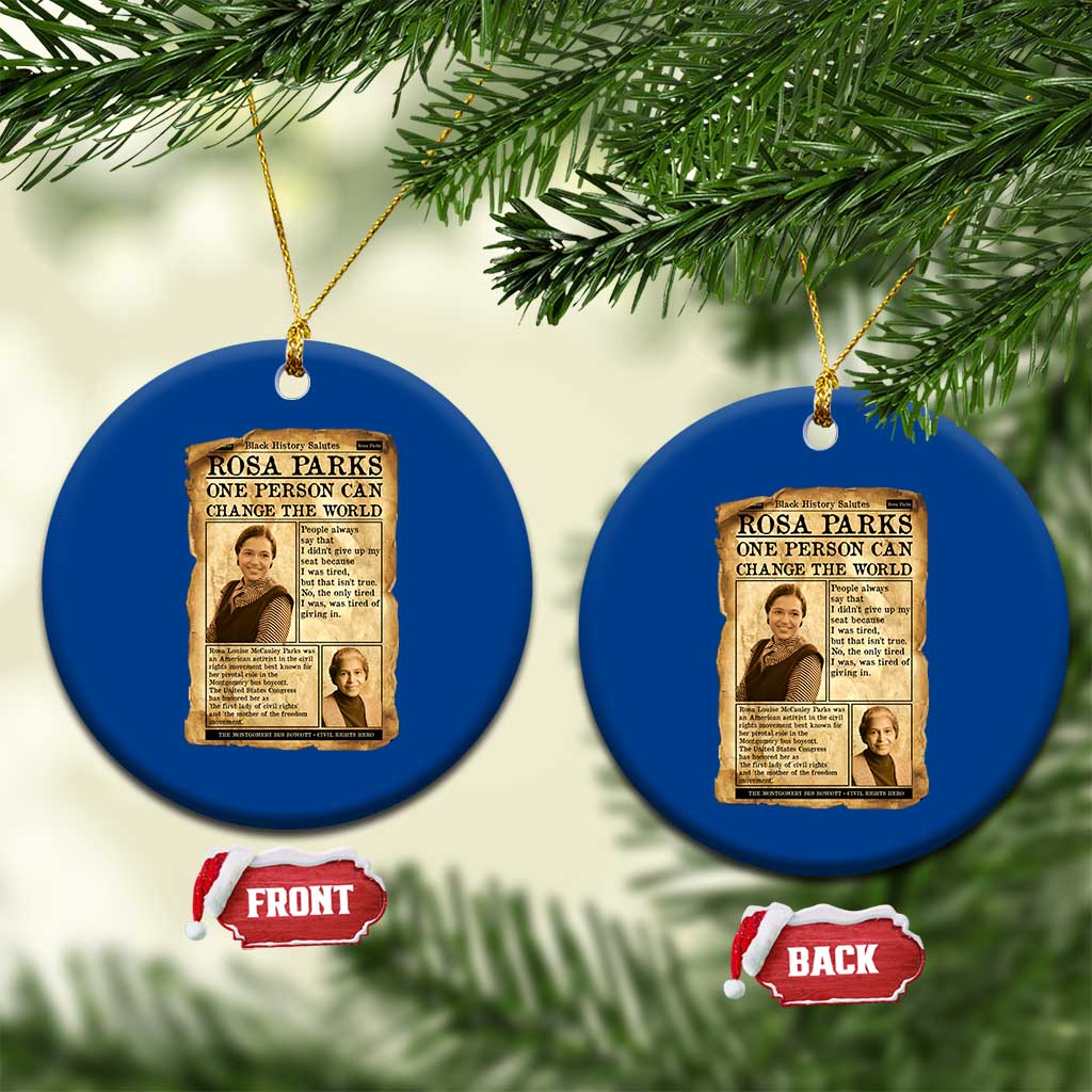 Vintage Newspaper Rosa Parks Ceramic Ornament One Person Can Change The World Quote