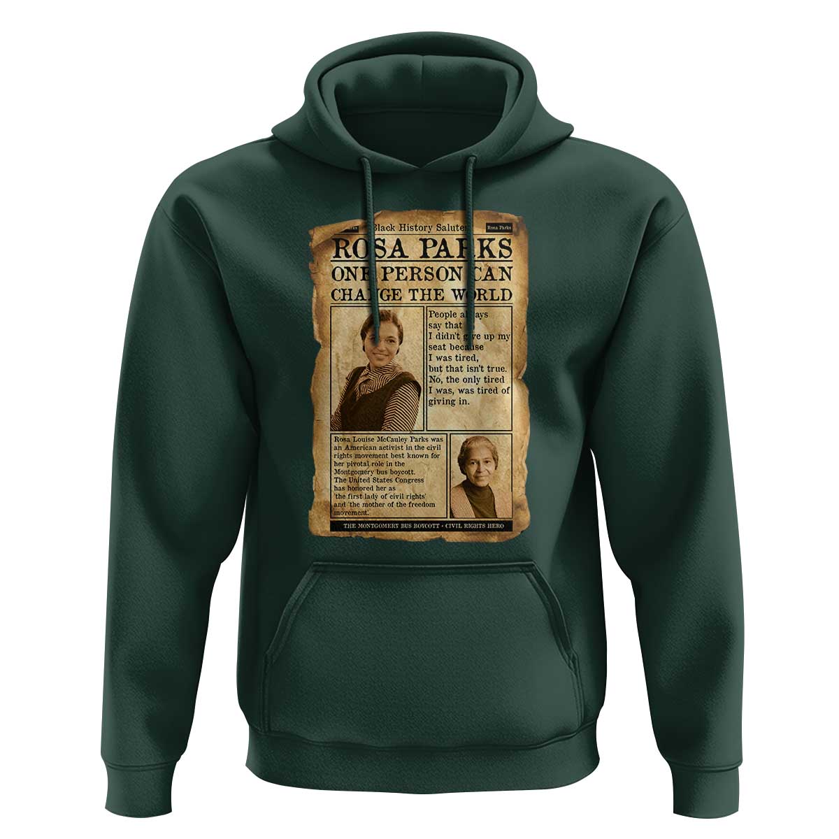 Vintage Newspaper Rosa Parks Hoodie One Person Can Change The World Quote