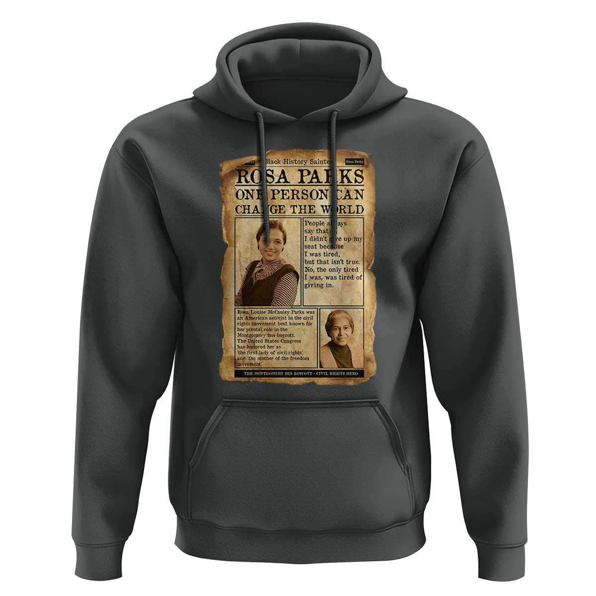 Vintage Newspaper Rosa Parks Hoodie One Person Can Change The World Quote