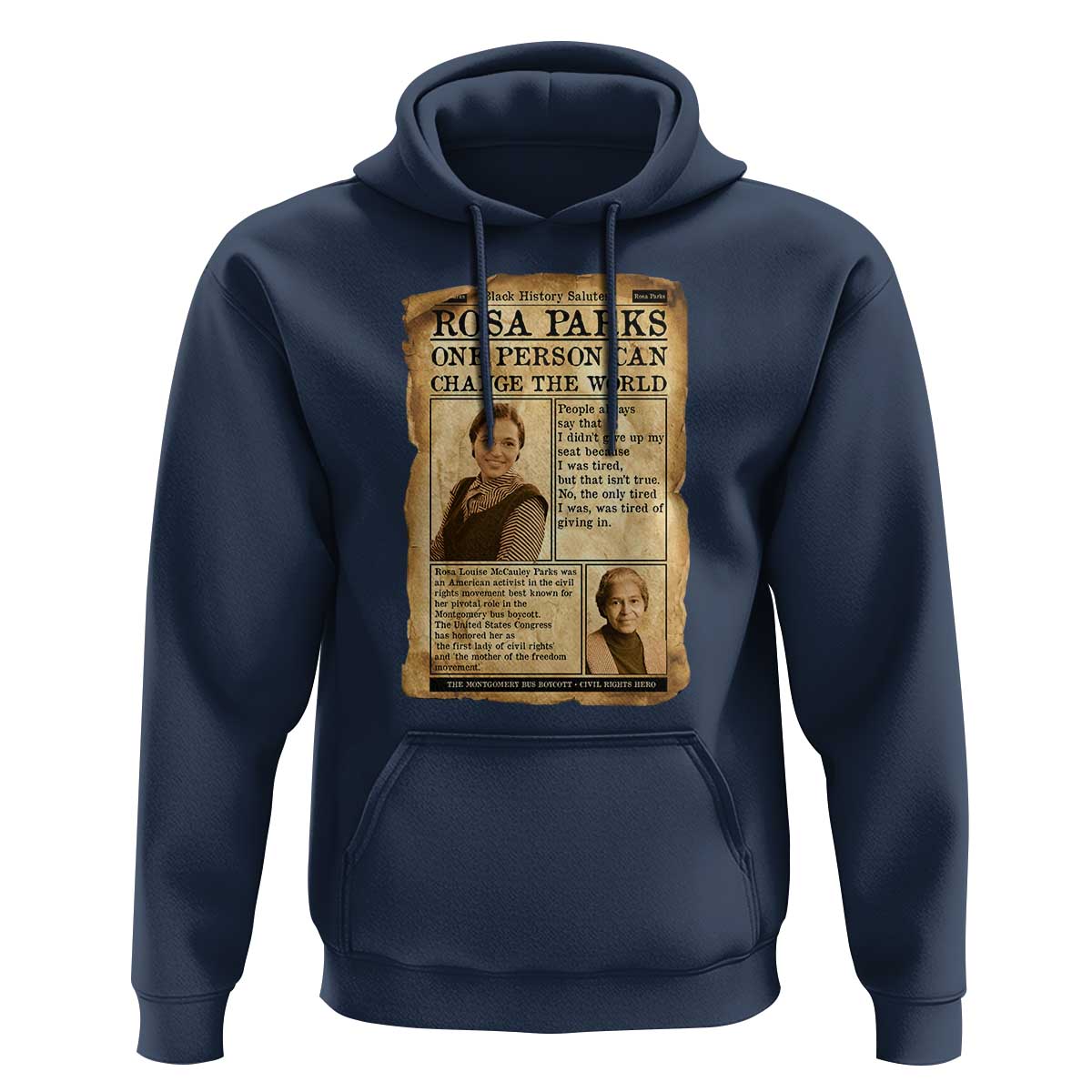 Vintage Newspaper Rosa Parks Hoodie One Person Can Change The World Quote