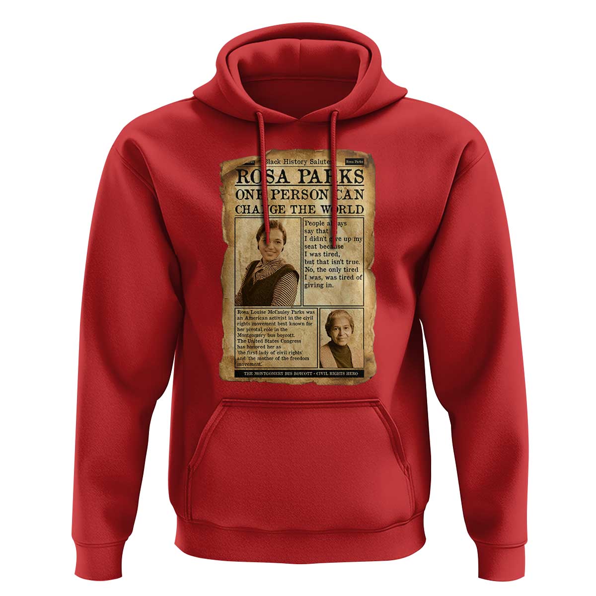 Vintage Newspaper Rosa Parks Hoodie One Person Can Change The World Quote