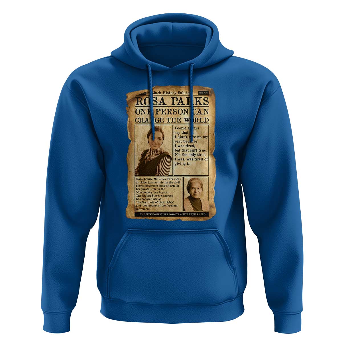Vintage Newspaper Rosa Parks Hoodie One Person Can Change The World Quote