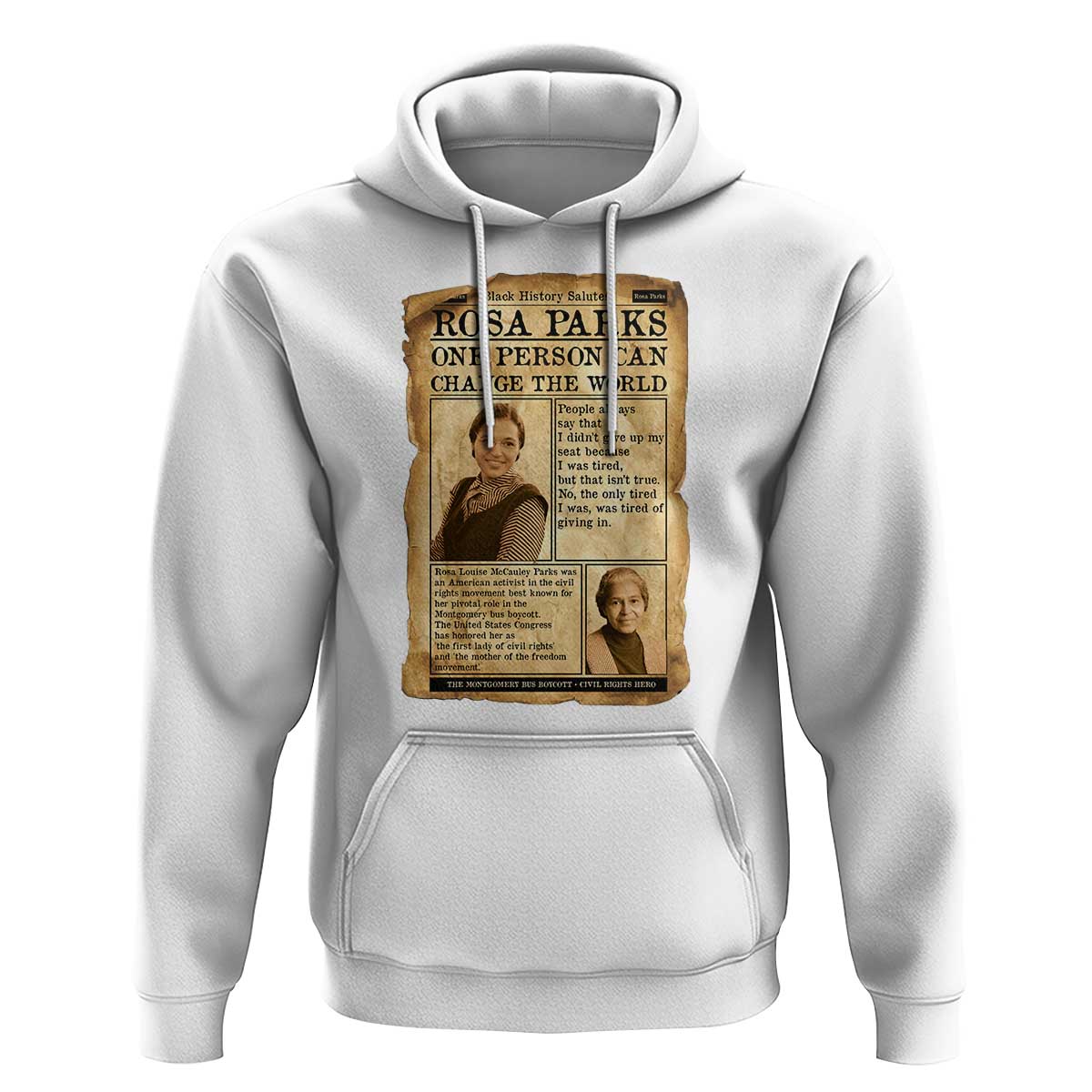 Vintage Newspaper Rosa Parks Hoodie One Person Can Change The World Quote