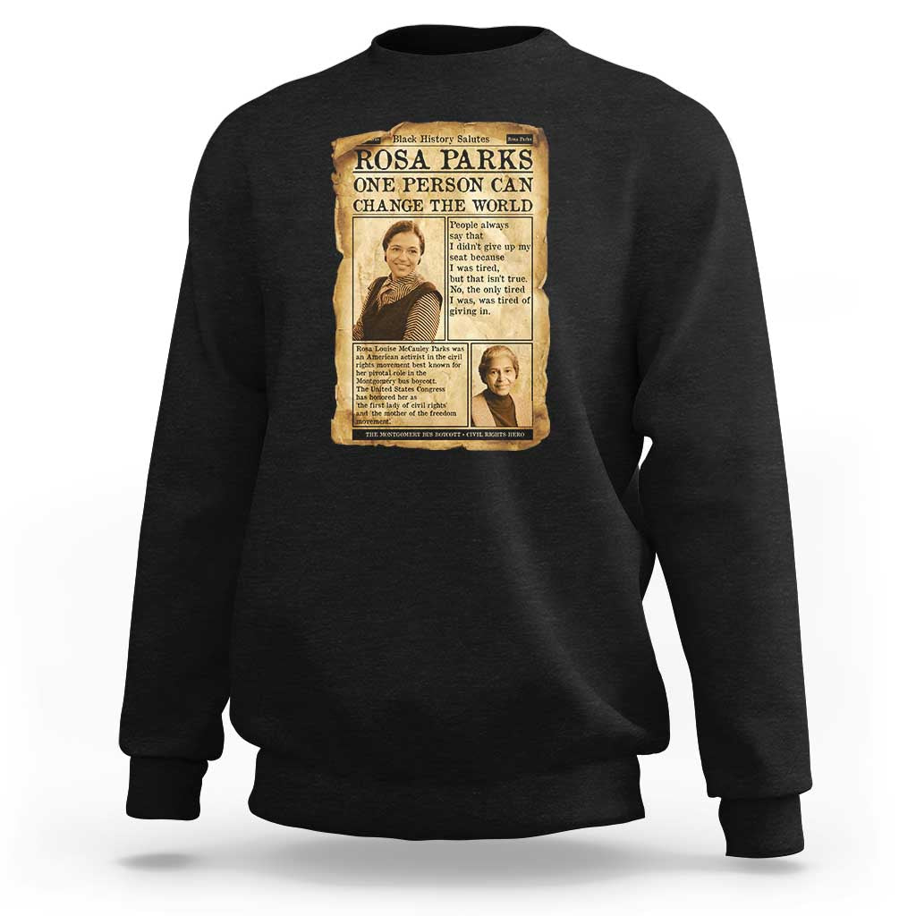 Vintage Newspaper Rosa Parks Sweatshirt One Person Can Change The World Quote