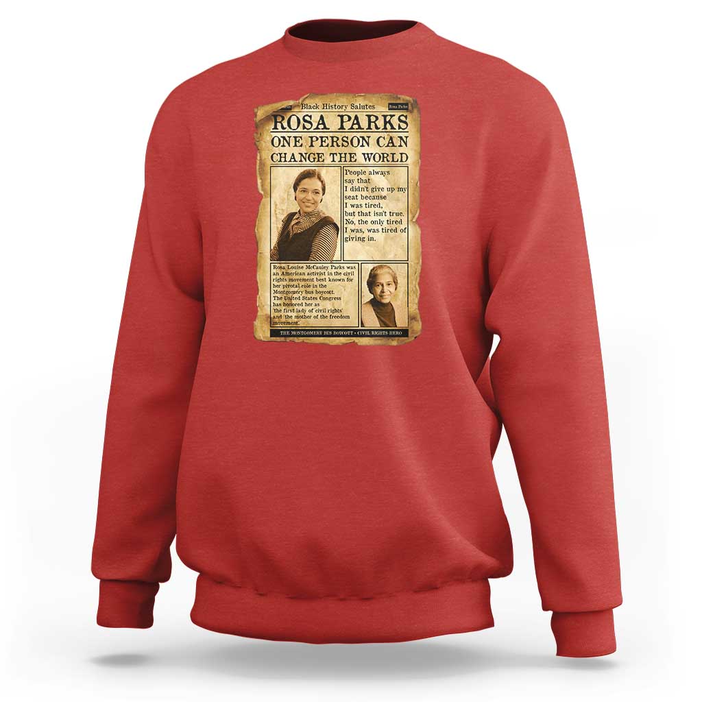 Vintage Newspaper Rosa Parks Sweatshirt One Person Can Change The World Quote