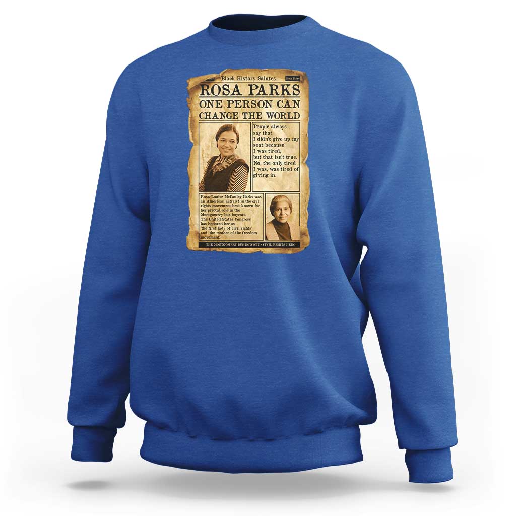 Vintage Newspaper Rosa Parks Sweatshirt One Person Can Change The World Quote