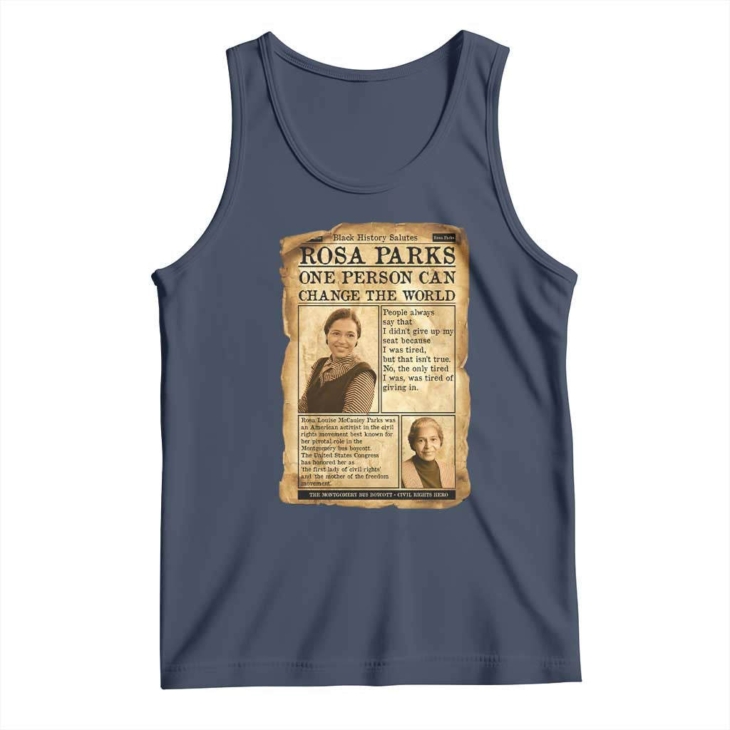 Vintage Newspaper Rosa Parks Tank Top One Person Can Change The World Quote