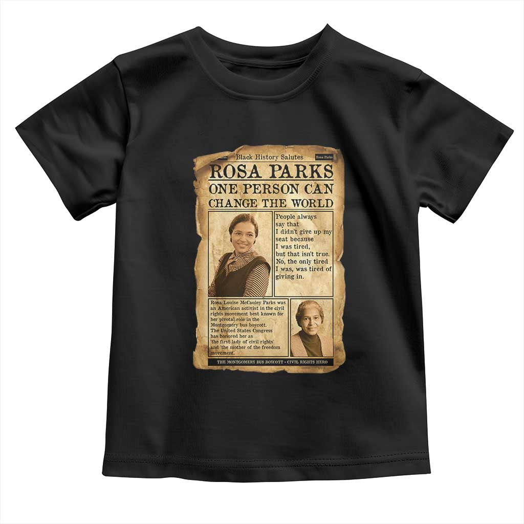 Vintage Newspaper Rosa Parks Toddler T Shirt One Person Can Change The World Quote