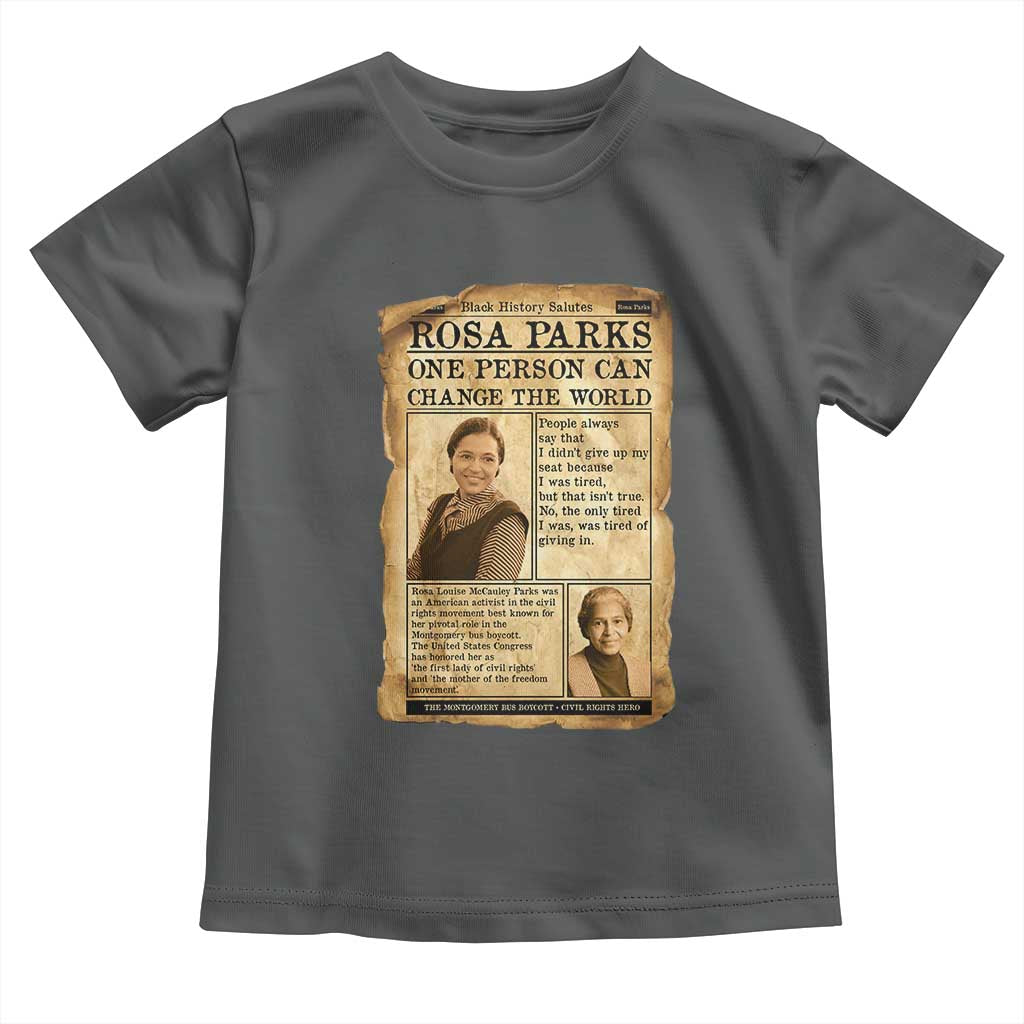 Vintage Newspaper Rosa Parks Toddler T Shirt One Person Can Change The World Quote