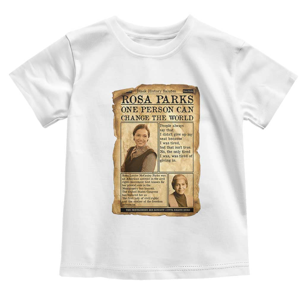 Vintage Newspaper Rosa Parks Toddler T Shirt One Person Can Change The World Quote