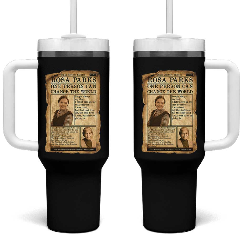 Vintage Newspaper Rosa Parks Tumbler With Handle One Person Can Change The World Quote