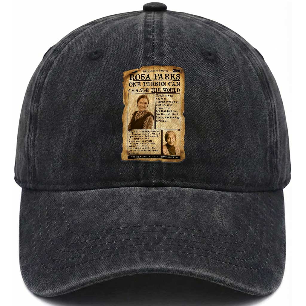 Vintage Newspaper Rosa Parks Washed Cotton Baseball Cap One Person Can Change The World Quote