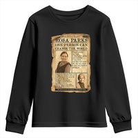 Vintage Newspaper Rosa Parks Youth Sweatshirt One Person Can Change The World Quote