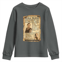 Vintage Newspaper Rosa Parks Youth Sweatshirt One Person Can Change The World Quote