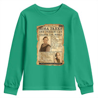 Vintage Newspaper Rosa Parks Youth Sweatshirt One Person Can Change The World Quote