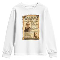 Vintage Newspaper Rosa Parks Youth Sweatshirt One Person Can Change The World Quote