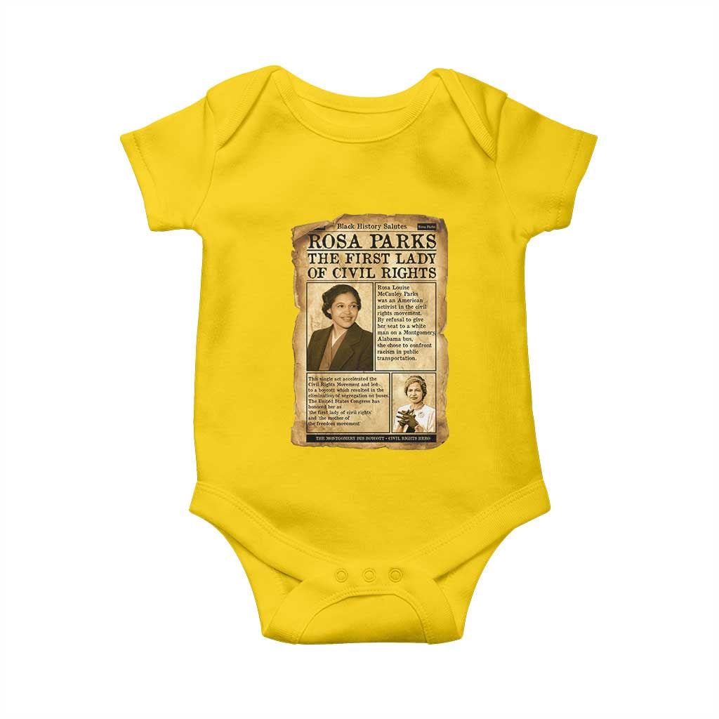 Vintage Newspaper Rosa Parks Baby Onesie Civil Rights Hero