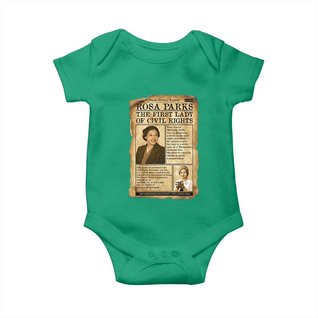 Vintage Newspaper Rosa Parks Baby Onesie Civil Rights Hero