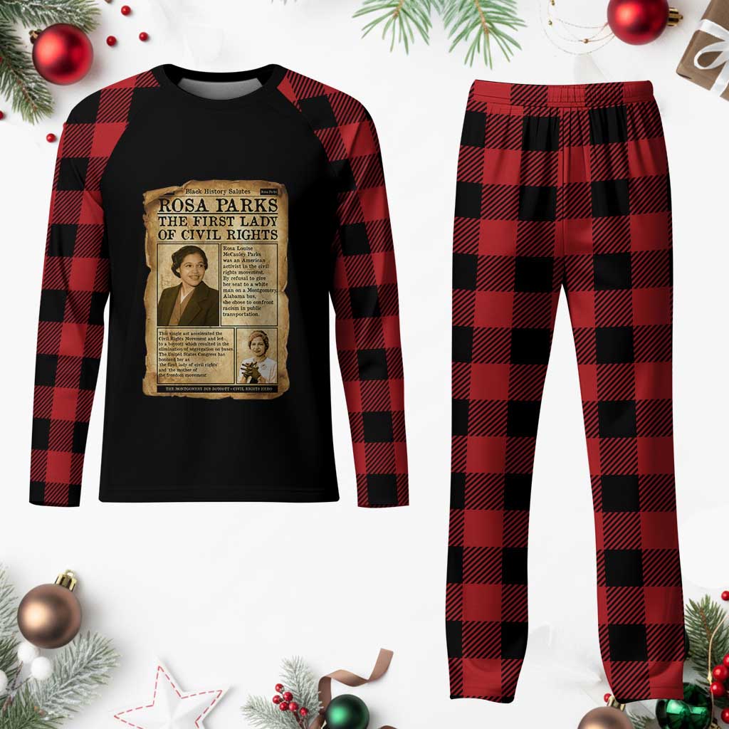Vintage Newspaper Rosa Parks Plaid Pajama Set Civil Rights Hero