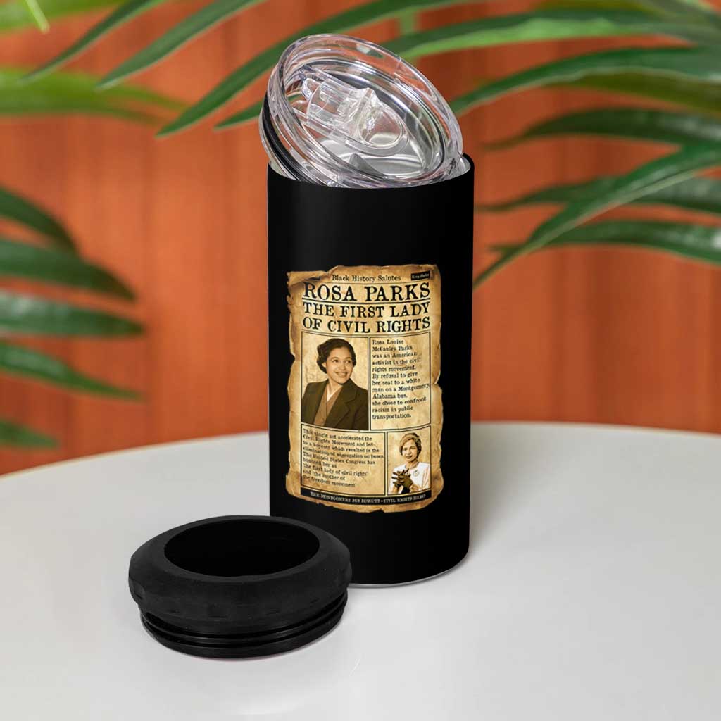 Vintage Newspaper Rosa Parks 4 in 1 Can Cooler Tumbler Civil Rights Hero