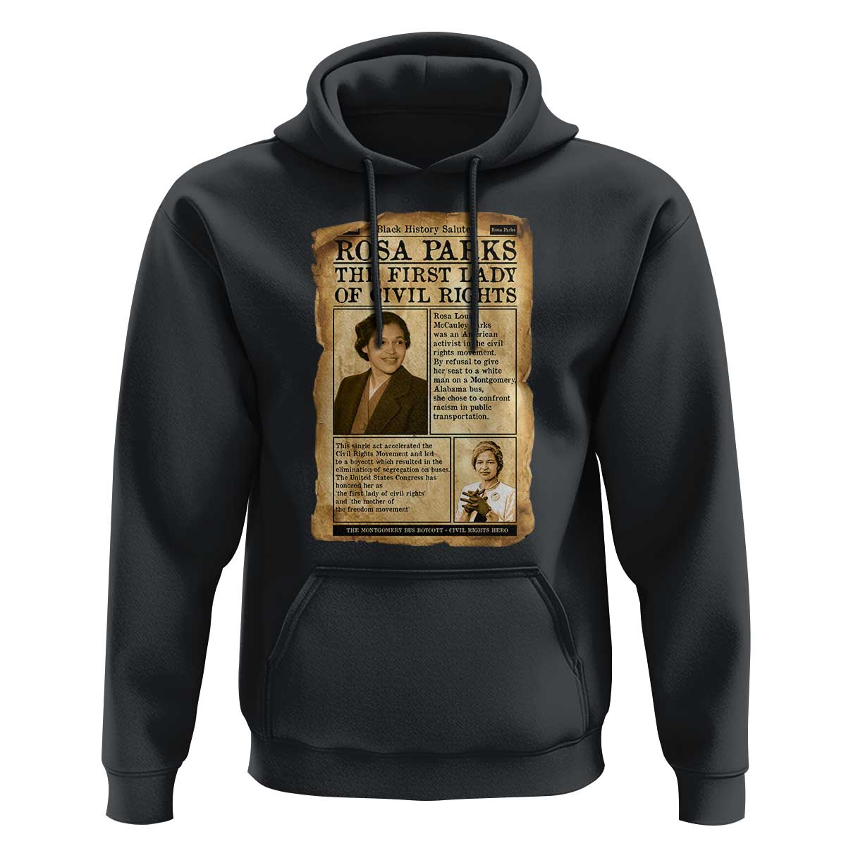 Vintage Newspaper Rosa Parks Hoodie Civil Rights Hero