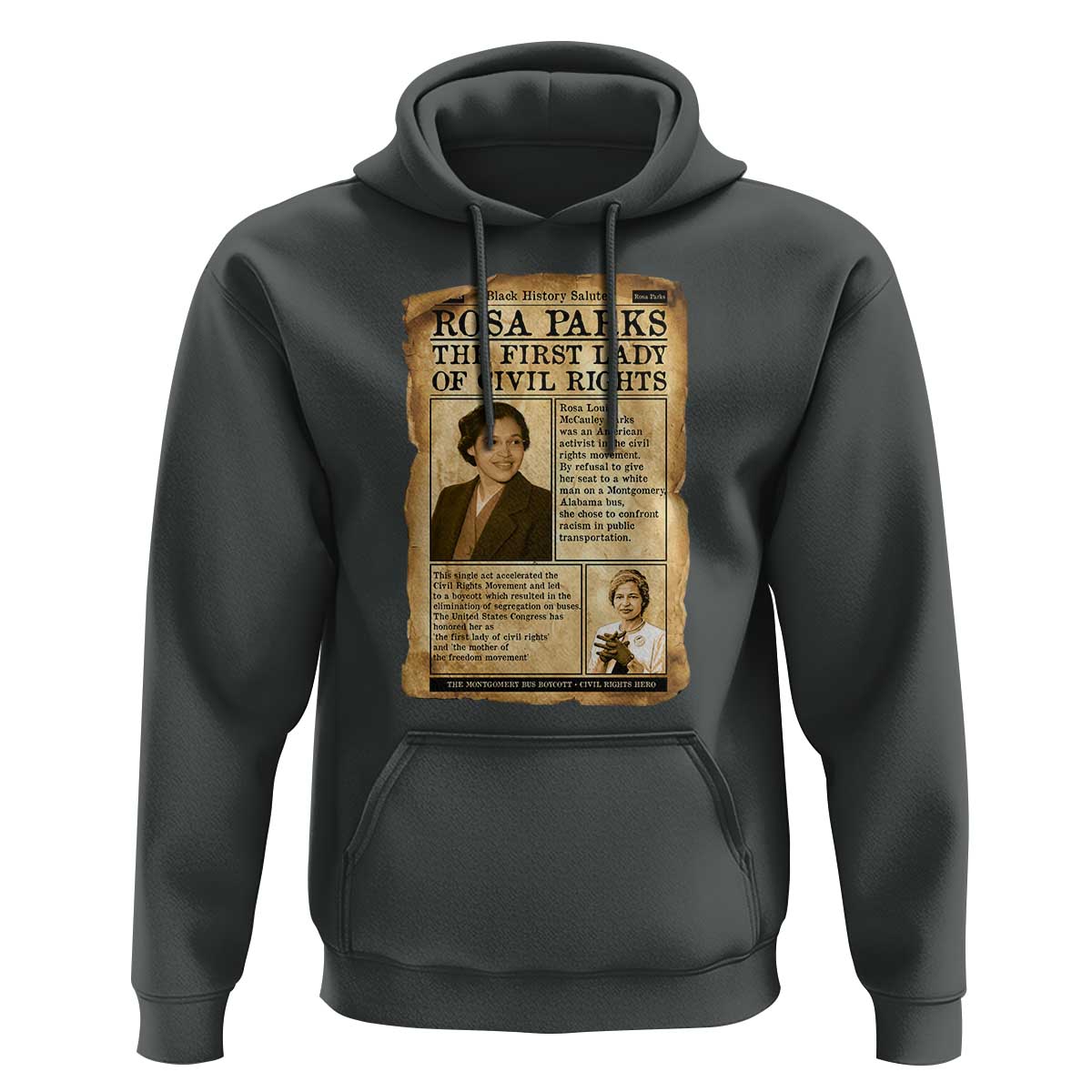 Vintage Newspaper Rosa Parks Hoodie Civil Rights Hero