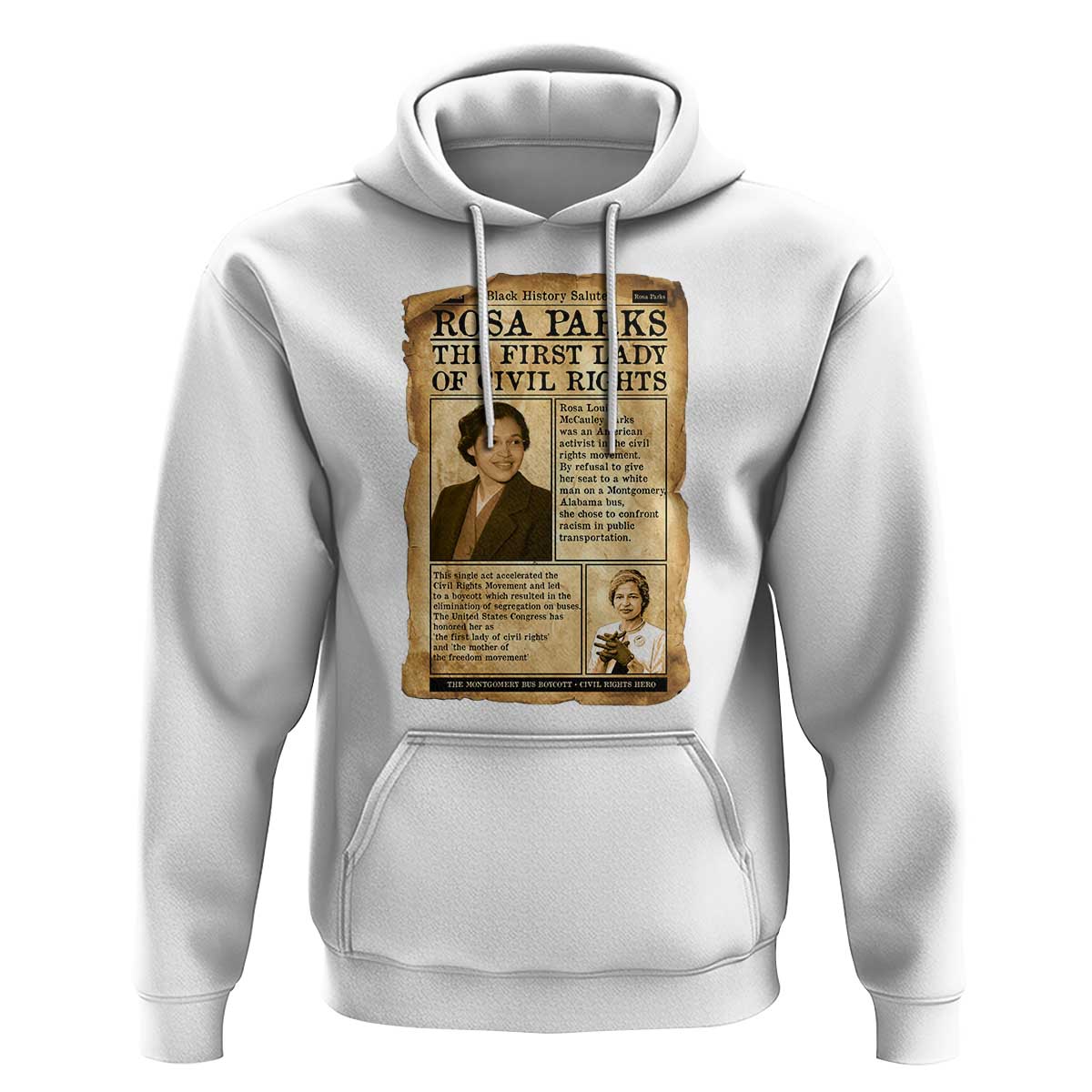 Vintage Newspaper Rosa Parks Hoodie Civil Rights Hero