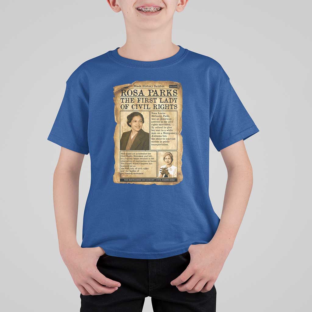 Vintage Newspaper Rosa Parks T Shirt For Kid Civil Rights Hero