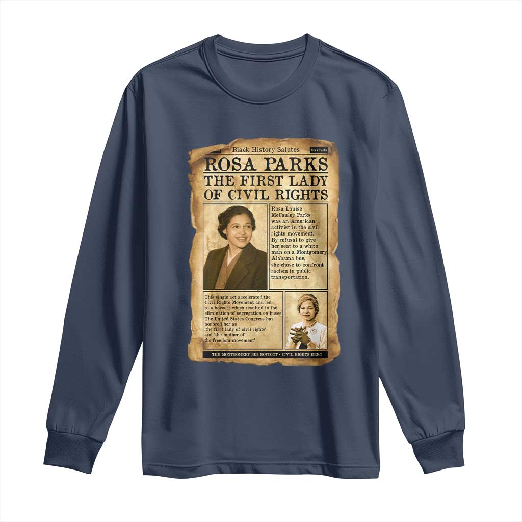 Vintage Newspaper Rosa Parks Long Sleeve Shirt Civil Rights Hero