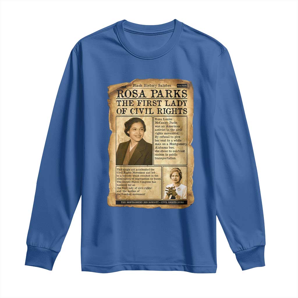 Vintage Newspaper Rosa Parks Long Sleeve Shirt Civil Rights Hero