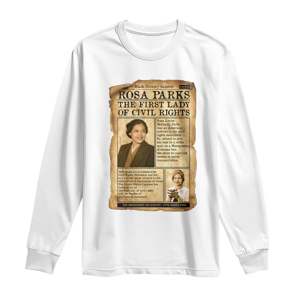 Vintage Newspaper Rosa Parks Long Sleeve Shirt Civil Rights Hero
