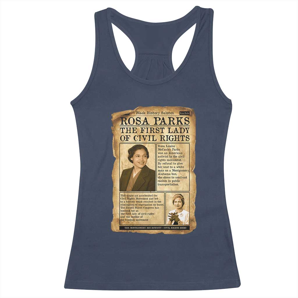 Vintage Newspaper Rosa Parks Racerback Tank Top Civil Rights Hero