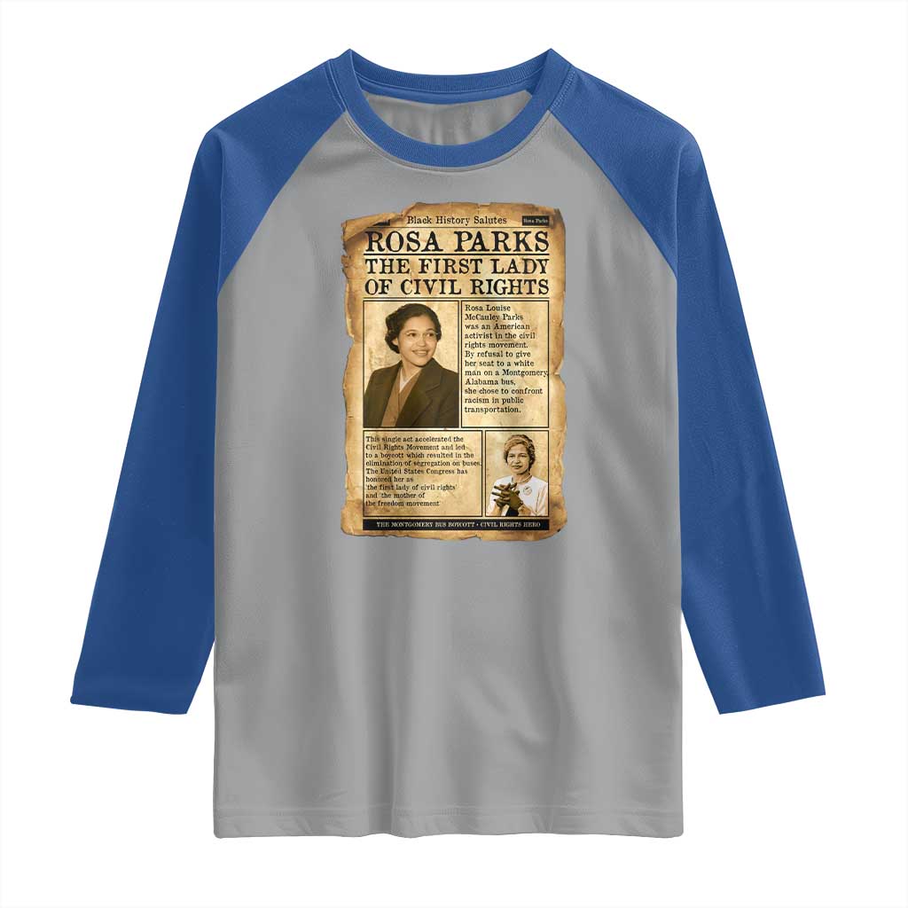Vintage Newspaper Rosa Parks Raglan Shirt Civil Rights Hero