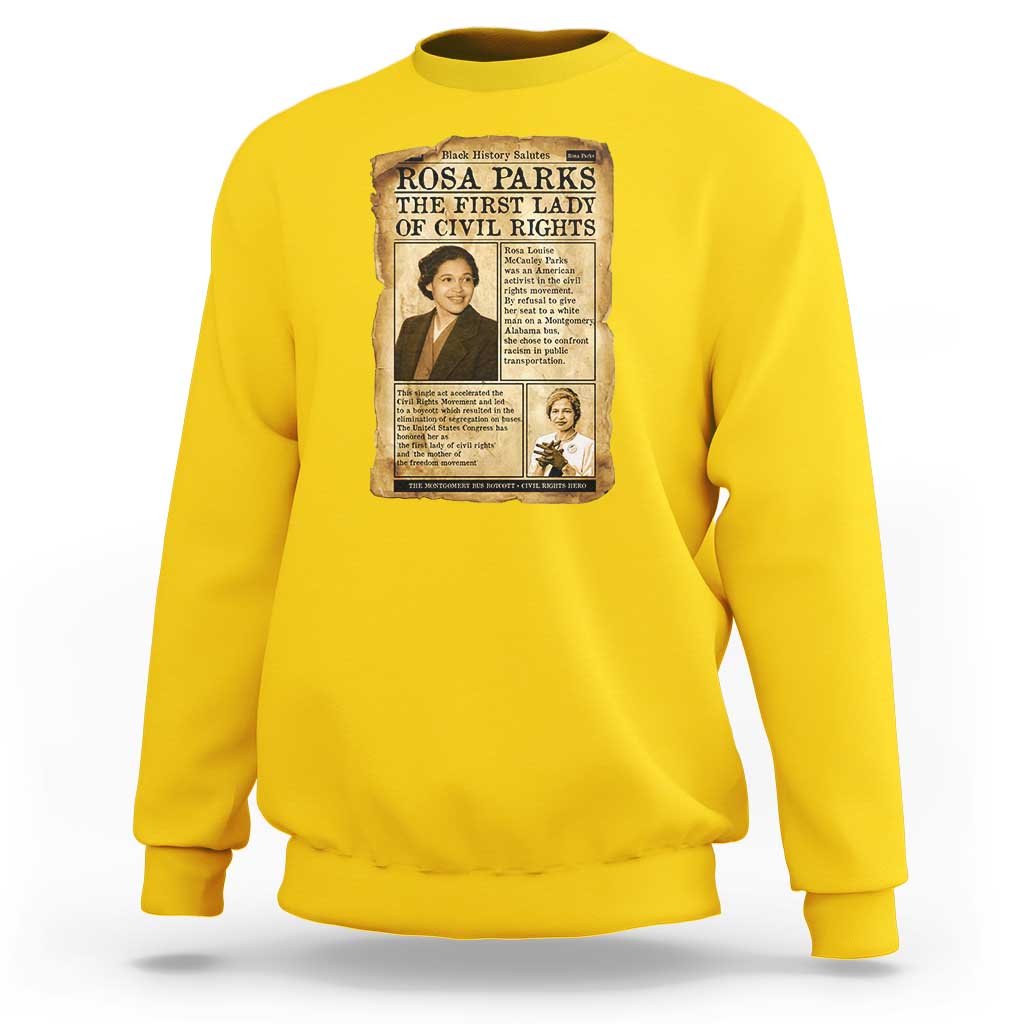 Vintage Newspaper Rosa Parks Sweatshirt Civil Rights Hero