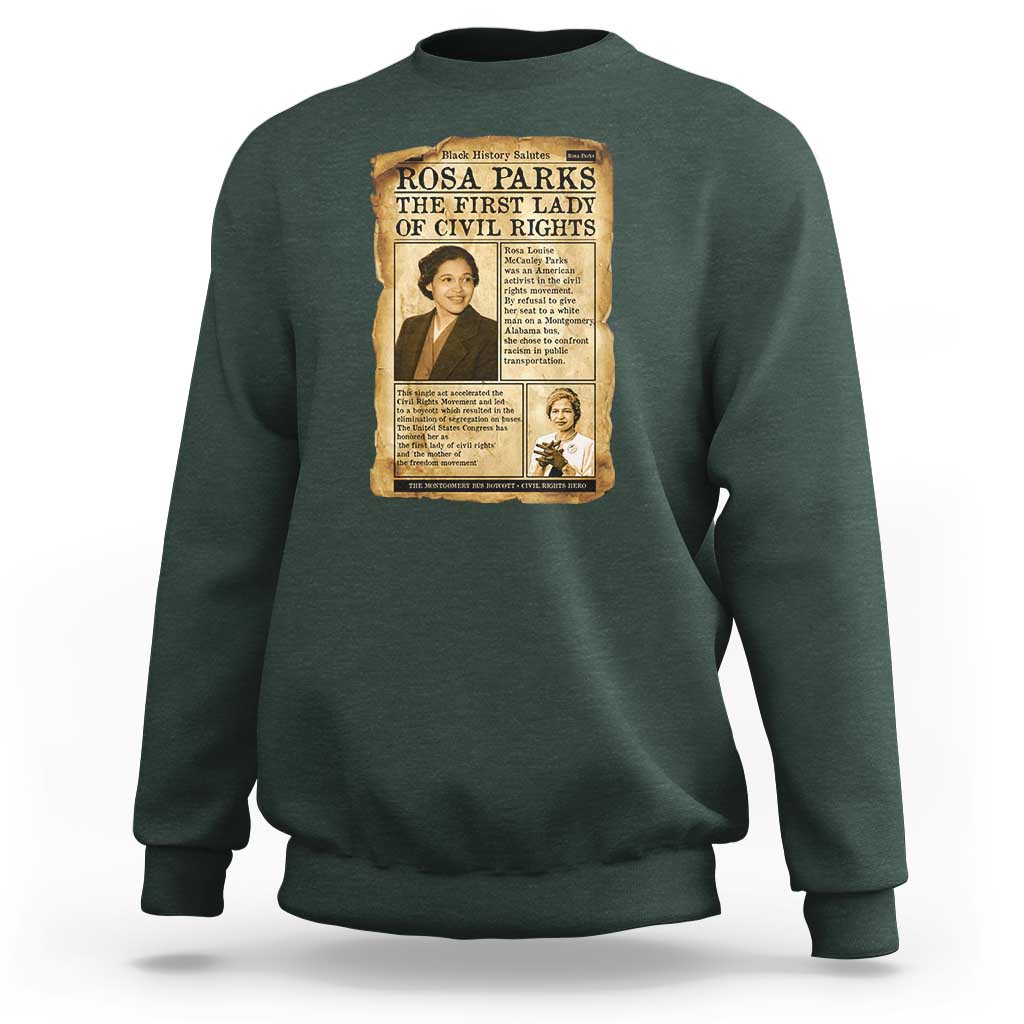 Vintage Newspaper Rosa Parks Sweatshirt Civil Rights Hero