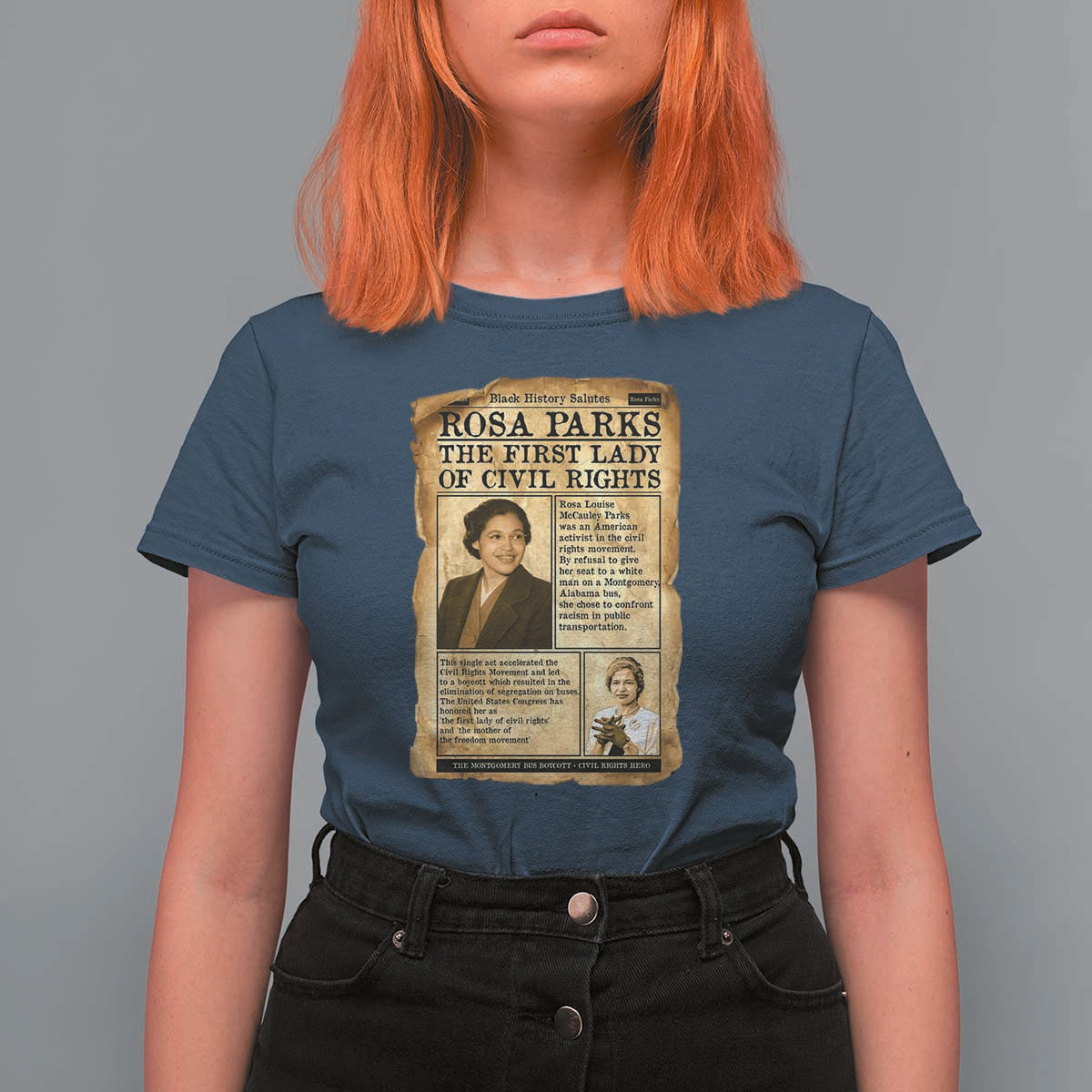 Vintage Newspaper Rosa Parks T Shirt For Women Civil Rights Hero