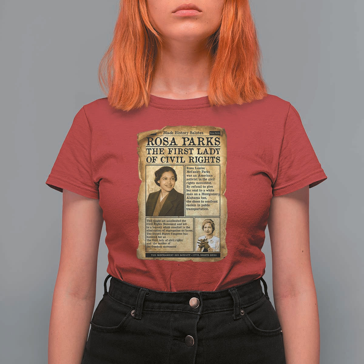 Vintage Newspaper Rosa Parks T Shirt For Women Civil Rights Hero
