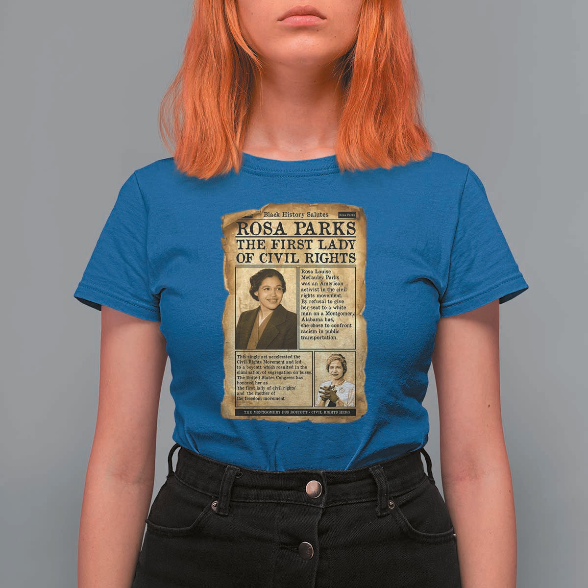 Vintage Newspaper Rosa Parks T Shirt For Women Civil Rights Hero