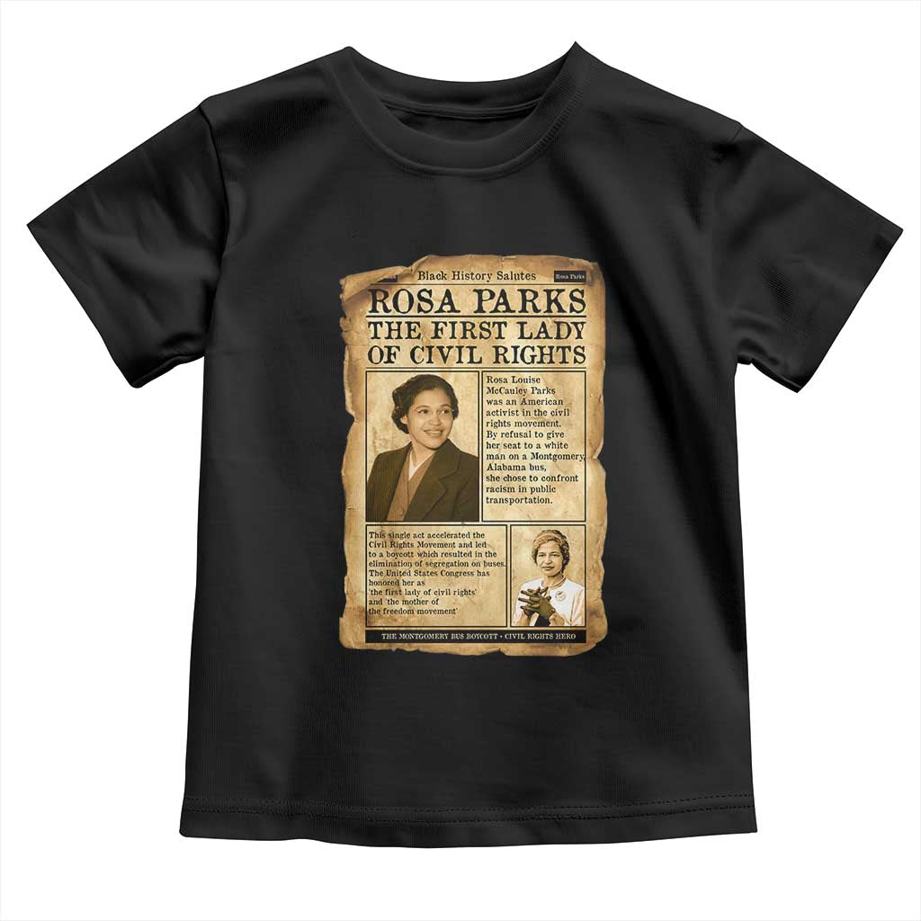Vintage Newspaper Rosa Parks Toddler T Shirt Civil Rights Hero