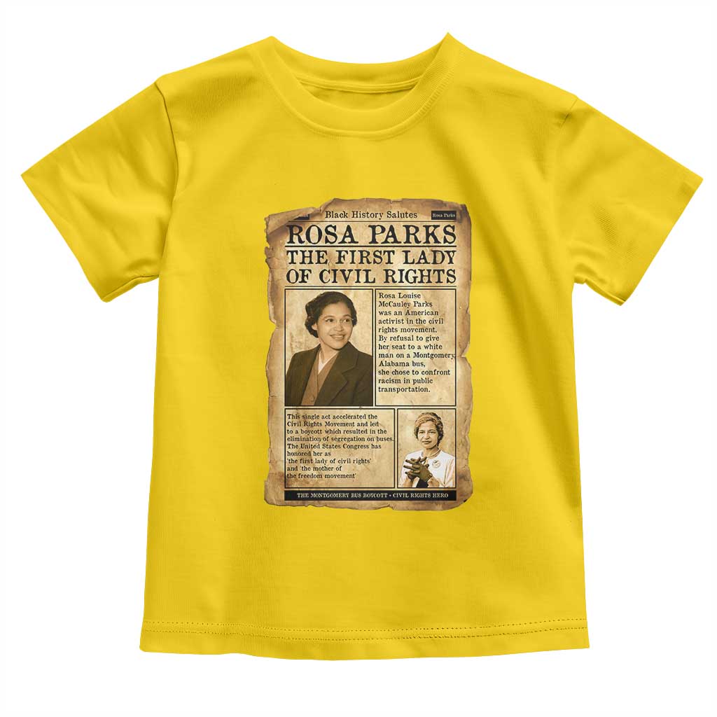 Vintage Newspaper Rosa Parks Toddler T Shirt Civil Rights Hero