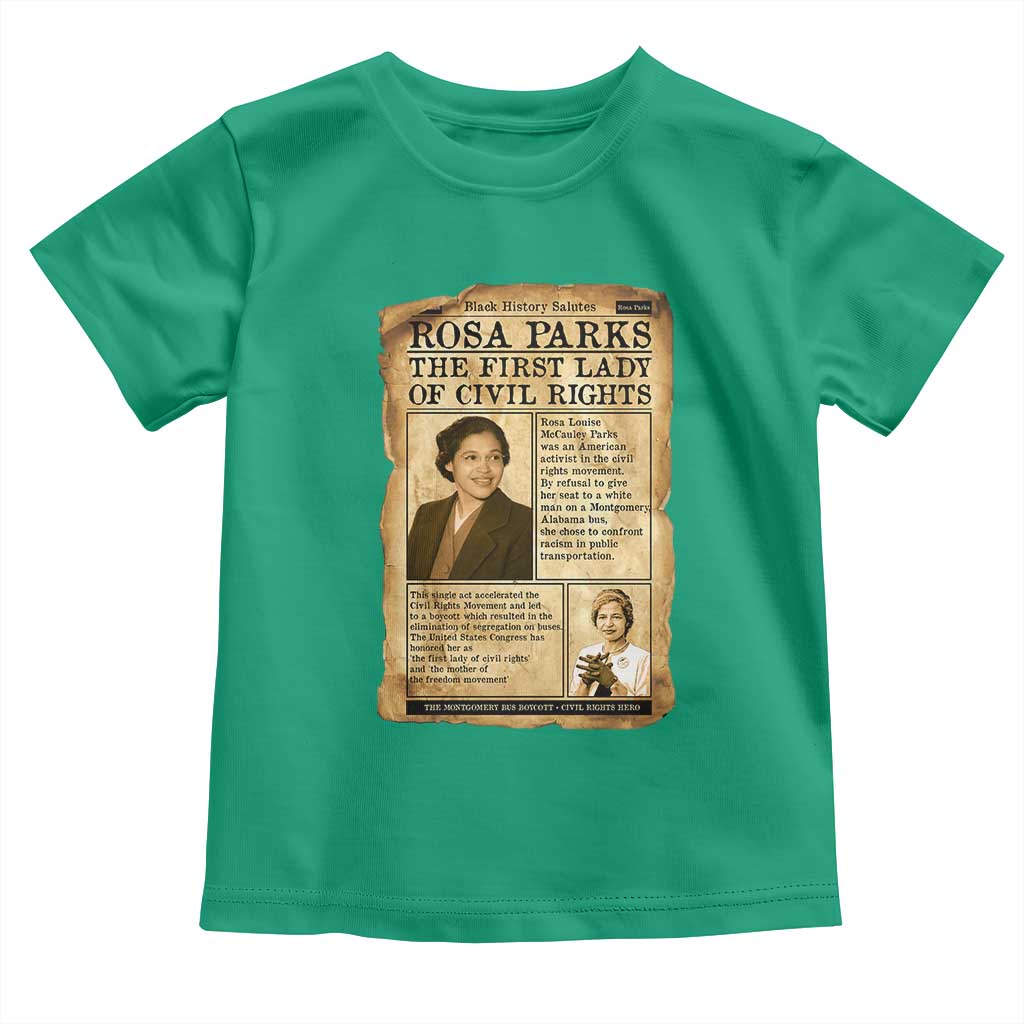 Vintage Newspaper Rosa Parks Toddler T Shirt Civil Rights Hero