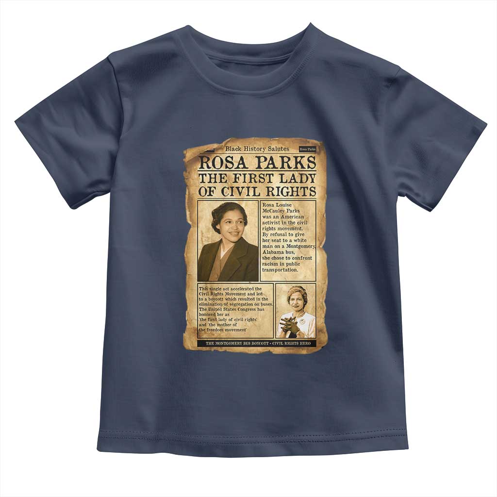 Vintage Newspaper Rosa Parks Toddler T Shirt Civil Rights Hero